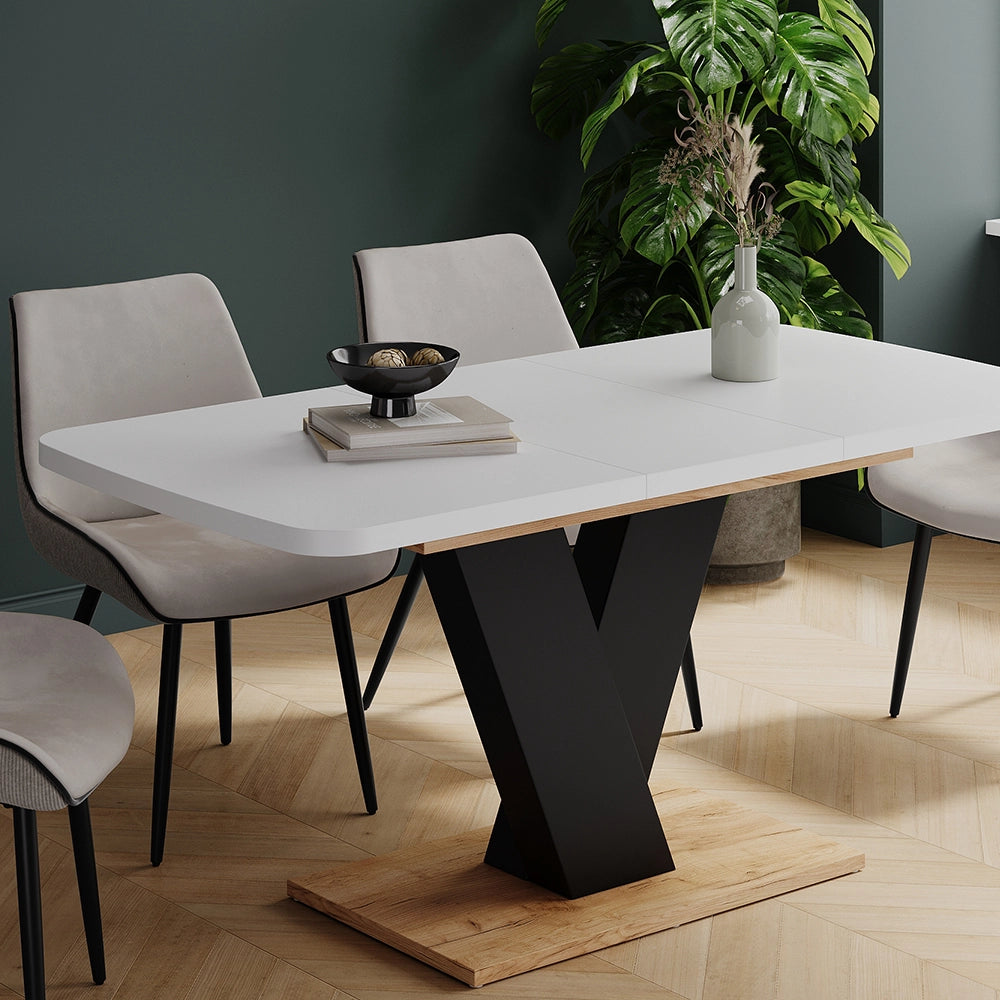 Vicco tavolo da pranzo allungabile Rovere bianco/dorato 120 x 80 cm estensibile