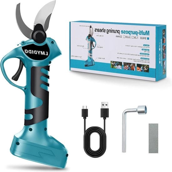 Serra elettrica per siepi 22 mm diametro taglio 200 W serra per siepi motosega - batteria ricaricabile 2000 mAh (Grigio Blu)