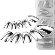 Trade Shop - Set 70 Tips Tip Per Mani Argento Mezze French Ricostruzione Unghie Finte Nailart -