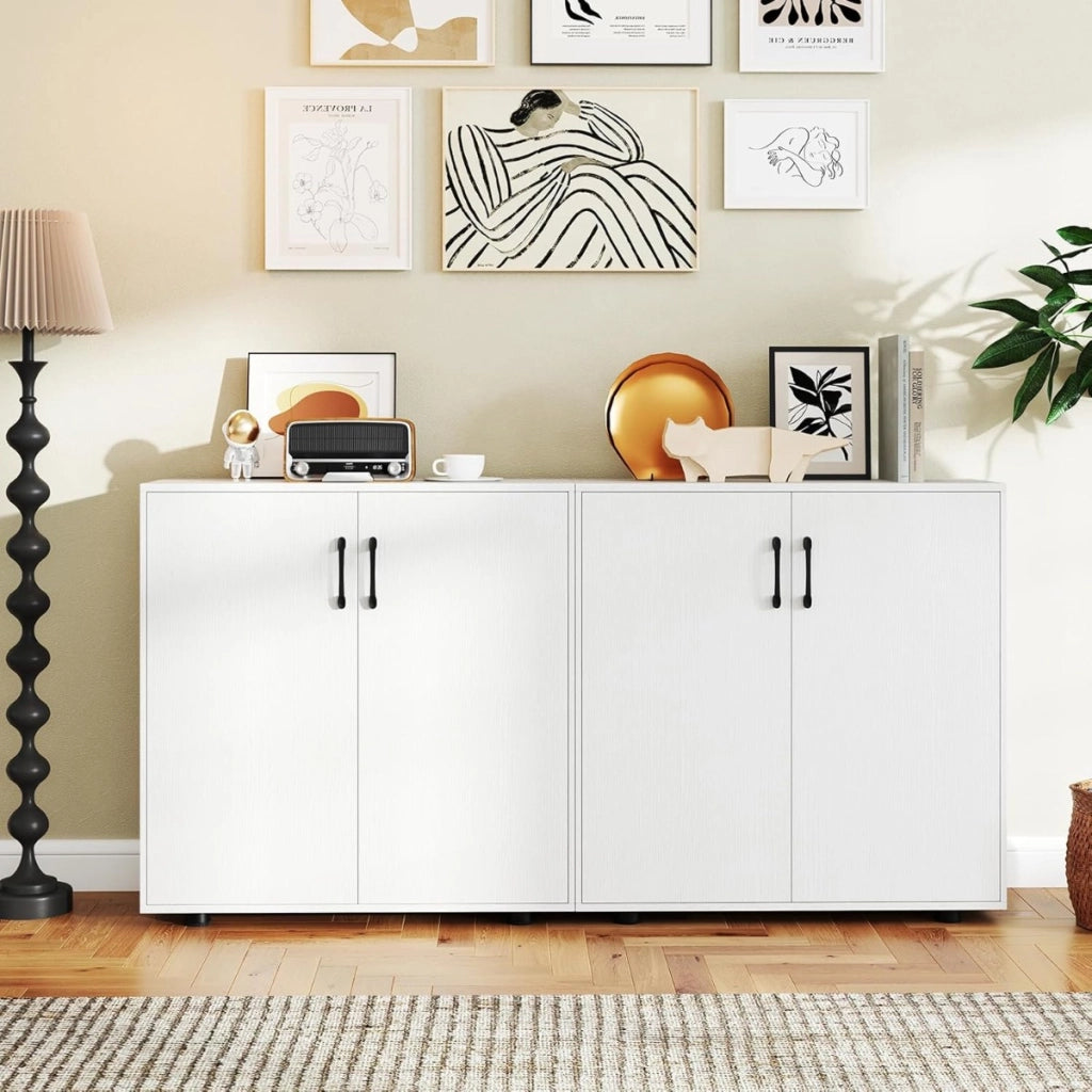Armadio a 2 porte con ripiano regolabile a 5 posizioni, Armadio d¡¯accento moderno per cucina Bianco