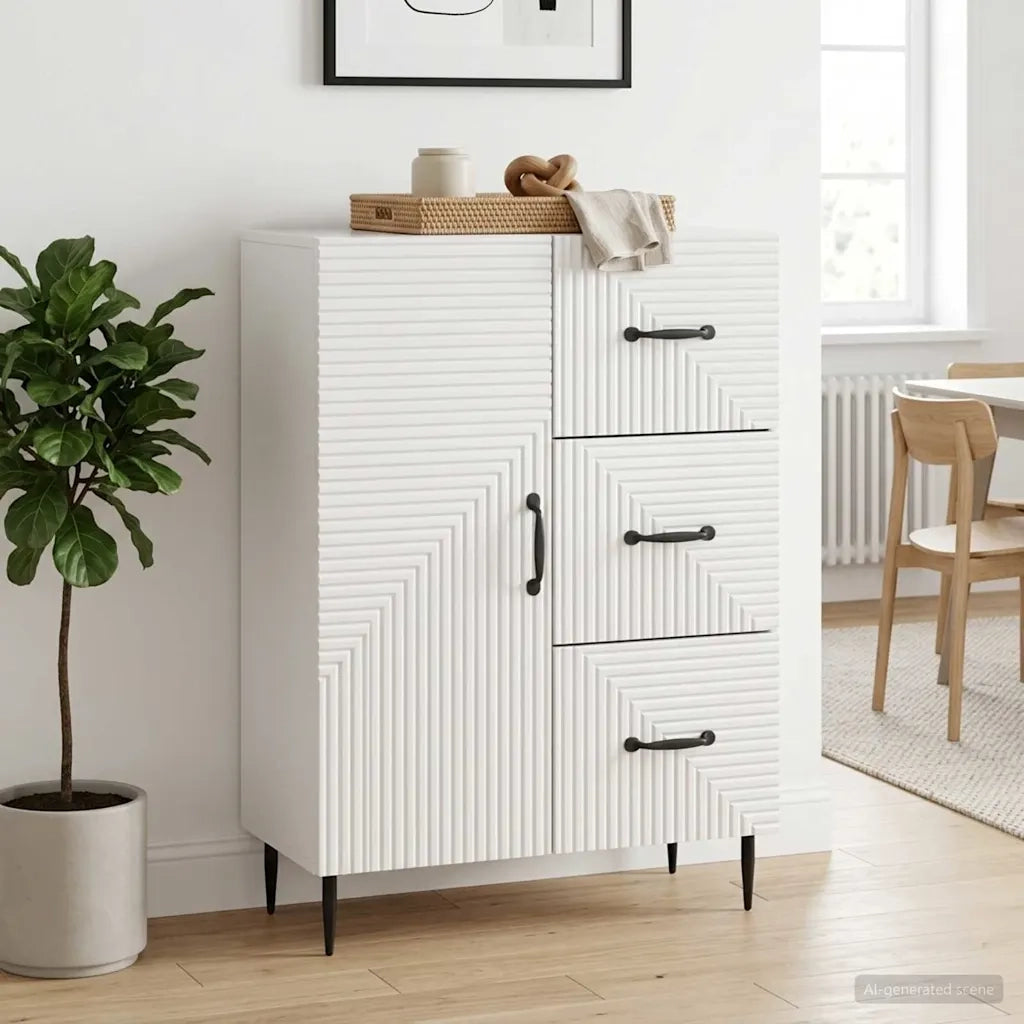Credenza Bianco Lucido 66 x 34,5 x 89,5 cm Legno ingegnerizzato 894859