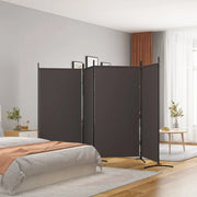 Divisorio Ambienti | Divider per stanze | Paravento a 4 Pannelli Marrone 346x180 cm in Tessuto