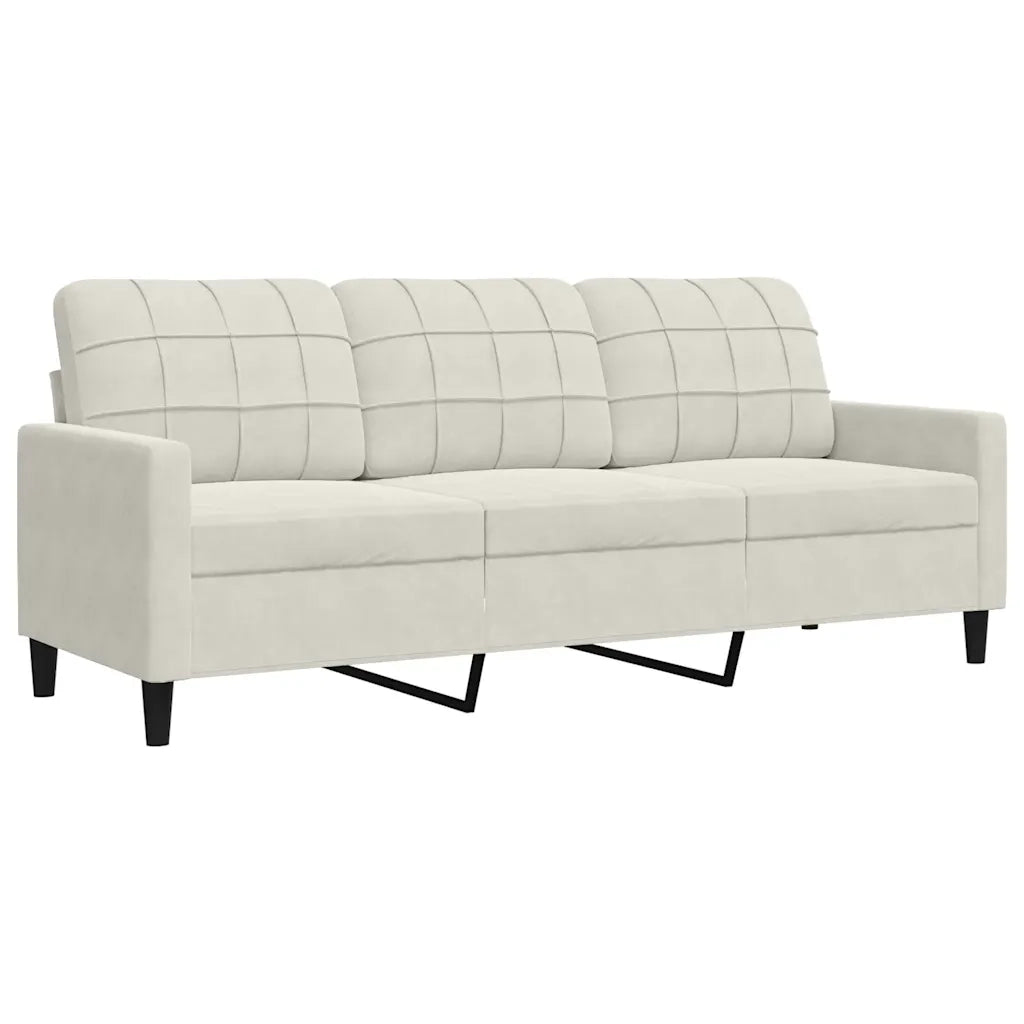 Set di Divani 3 pz con Cuscini Crema in Velluto