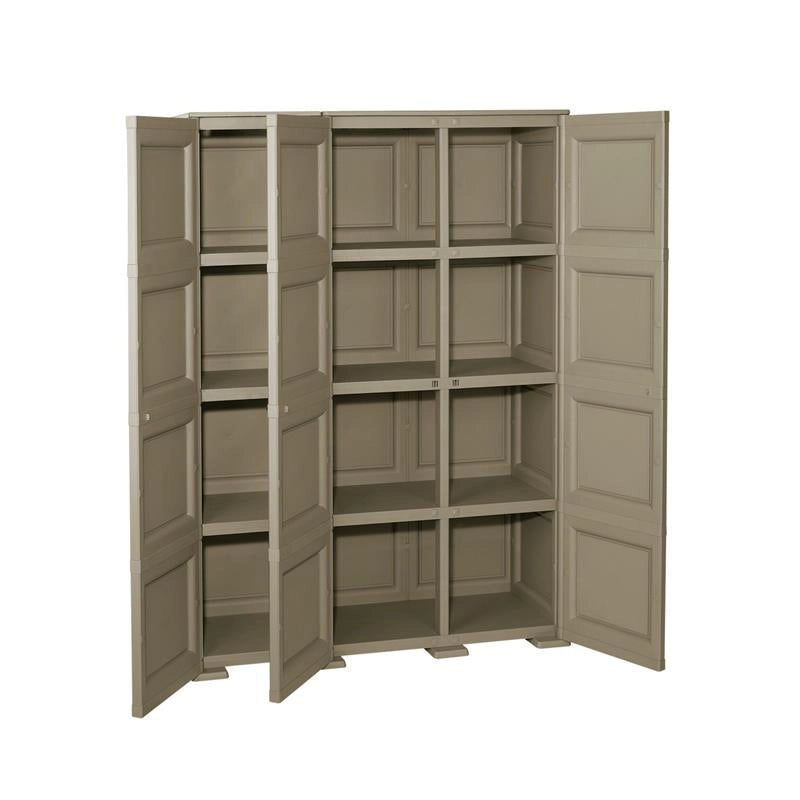 ARMADIO 3 ANTE TALPA 118X43X164 CM CON PUNTALI, ANTE EFFETTO LEGNO E TRAFORATE – MOBILE ALTO ORGANIZZAZIONE CASA PER ZONA GIORNO E VERANDA