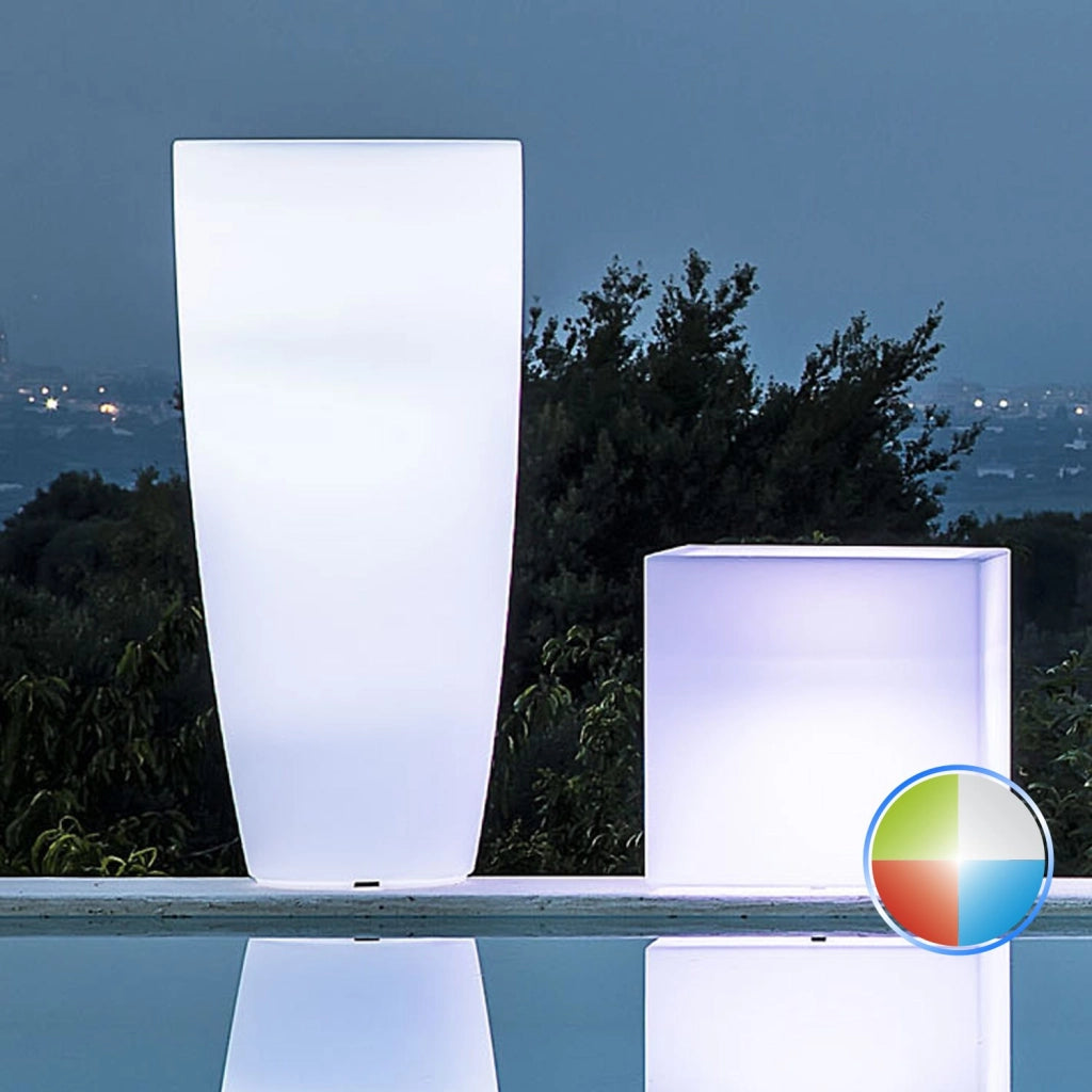 Vaso Agave Tondo Con Led Multicolor Batteria H 90 Ø 40Cm