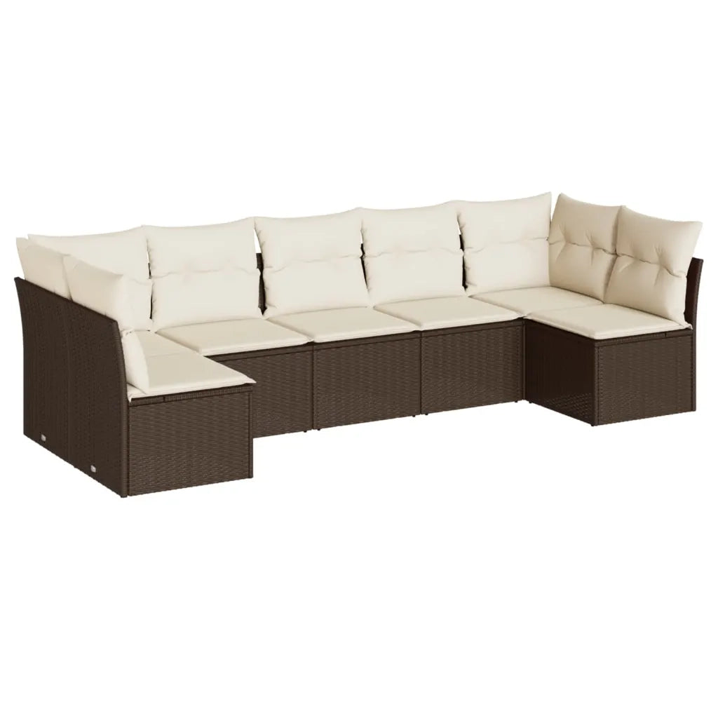 Set Divani da Giardino 7 pz con Cuscini Marrone in Polyrattancod mxl 87998