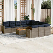 Set Divani da Giardino 12 pz con Cuscini Grigio in Polyrattan 3256684