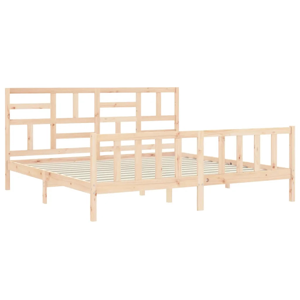 Letto matrimoniale | Letto per adulti | Giroletto con Testiera Super King Size in Legno Massello