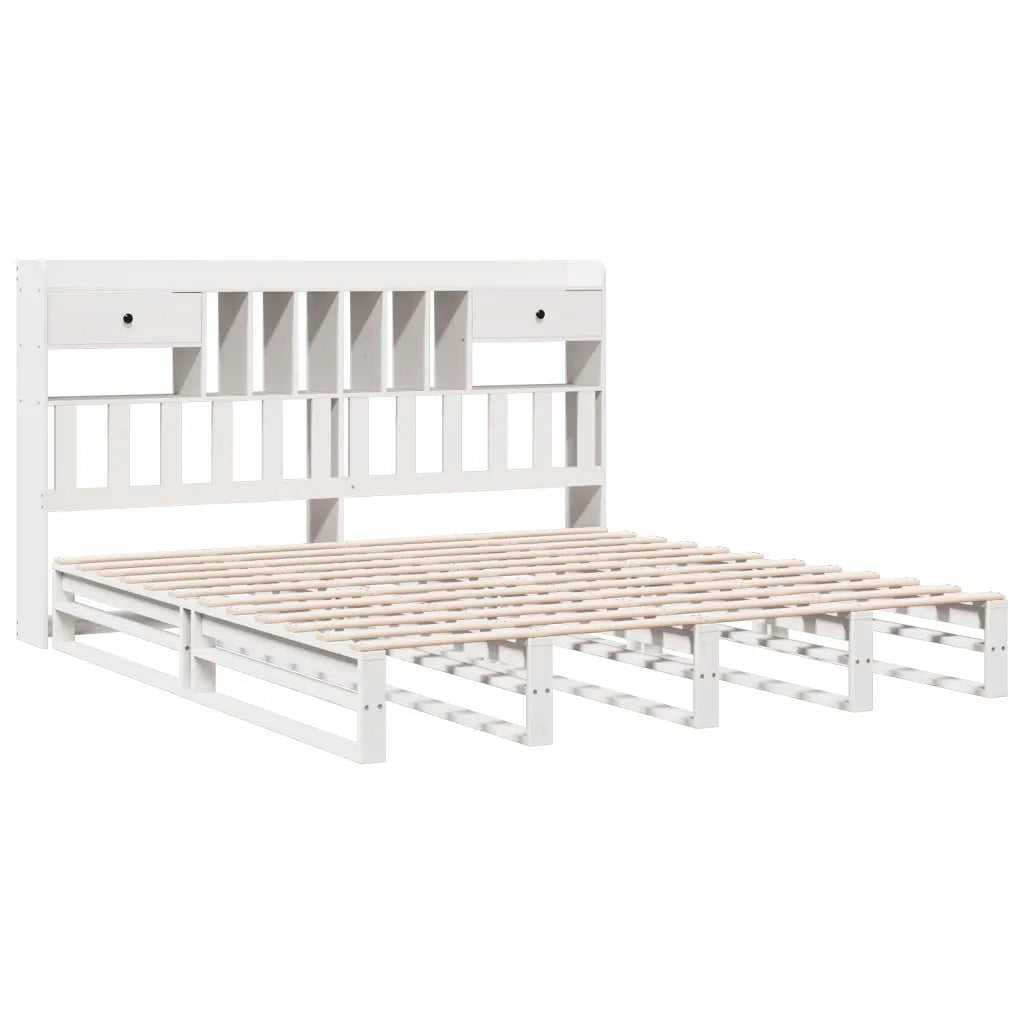 vidaXL Giroletto con Libreria senza Materasso 180x200 cm in Legno Pino