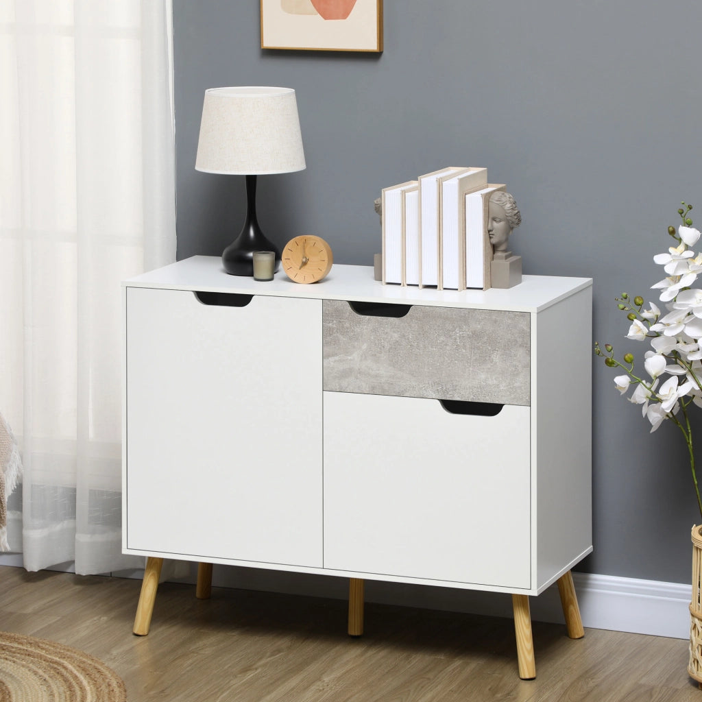 Mobile Cucina con 2 Ante e Cassetto ¨C Zephmum ¨C 98x39x81,5 cm Bianco Grigio