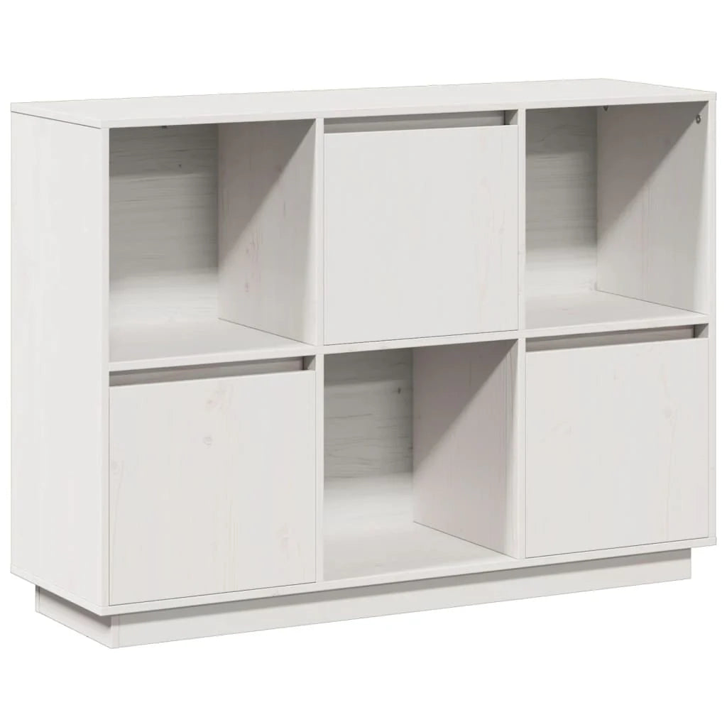 Buffet credenza cassettiera armadio mobile contenitore organizer per cucina soggiorno salotto 110,5 x 35 x 80 cm legno massello di pino bianco 02_0030198