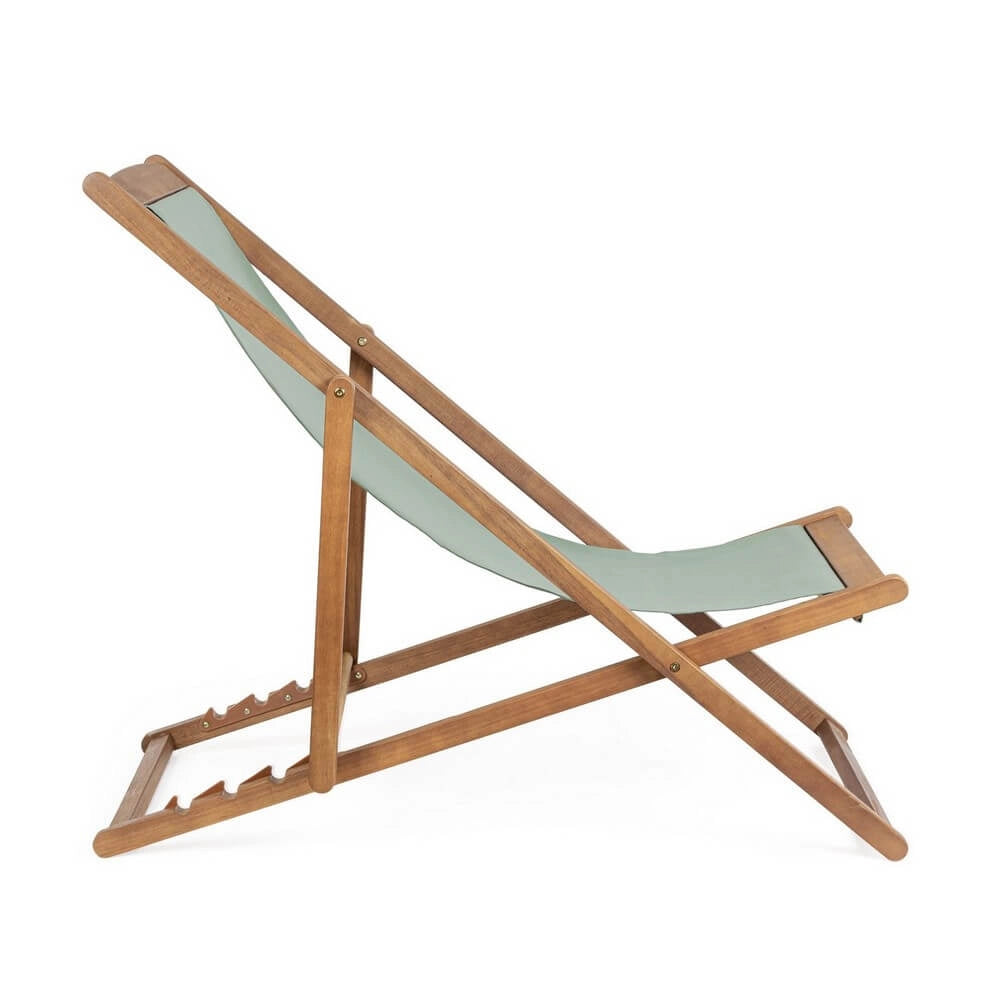 Set di 4 Sdraio Relax Pieghevoli in Legno di Acacia con Tessuto - SERENITY