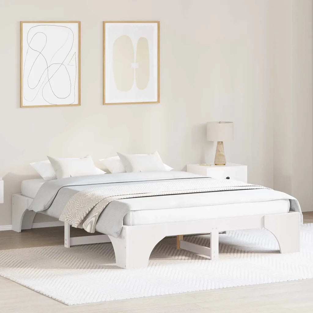 Struttura del letto Bianco 150 x 200 cm Pino massello 872942