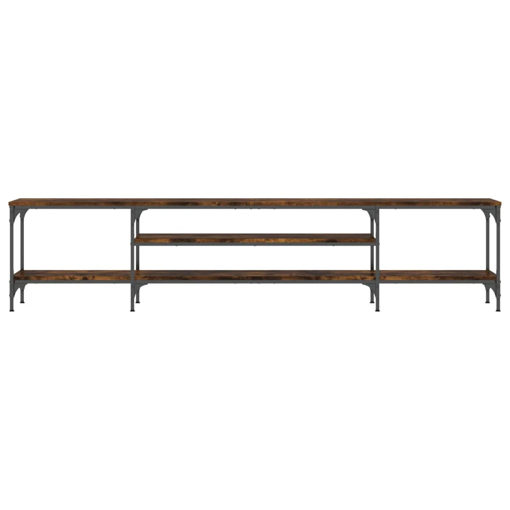 Mobile TV multimediale mensola TV credenza mobile TV sala da pranzo soggiorno camera da letto rovere affumicato 201 x 35 x 45 cm legno ingegnerizzato e ferro rovere affumicato 02_0027366