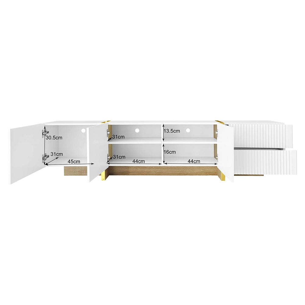 Mobile TV con 3 porte e 2 cassetti - Xylo - Bianco e oro
