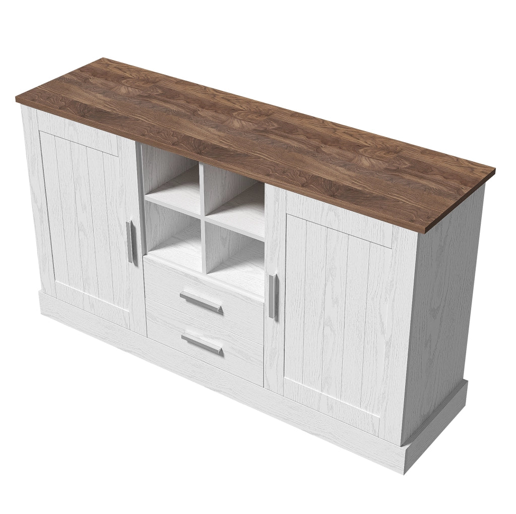 Credenza 140x40x79.5 cm con 2 ante; 2 cassetti e 4 vani aperti