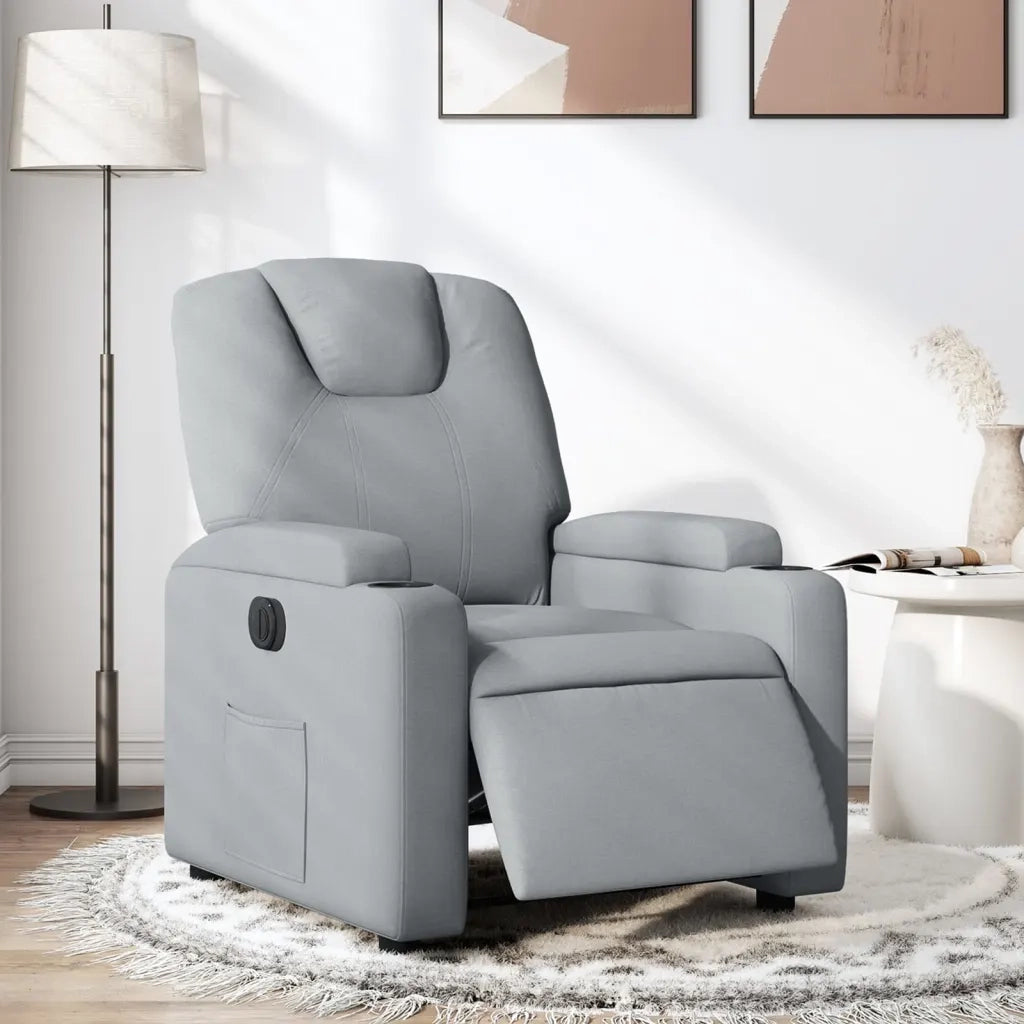 Poltrona | Sedia Relax Elettrica Reclinabile Grigio Chiaro in Tessuto