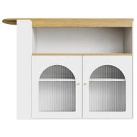 Moderno tavolo da bar allungabile,con spazio di stoccaggio, Rotabile, 138-193×39×105 cm, Bianco