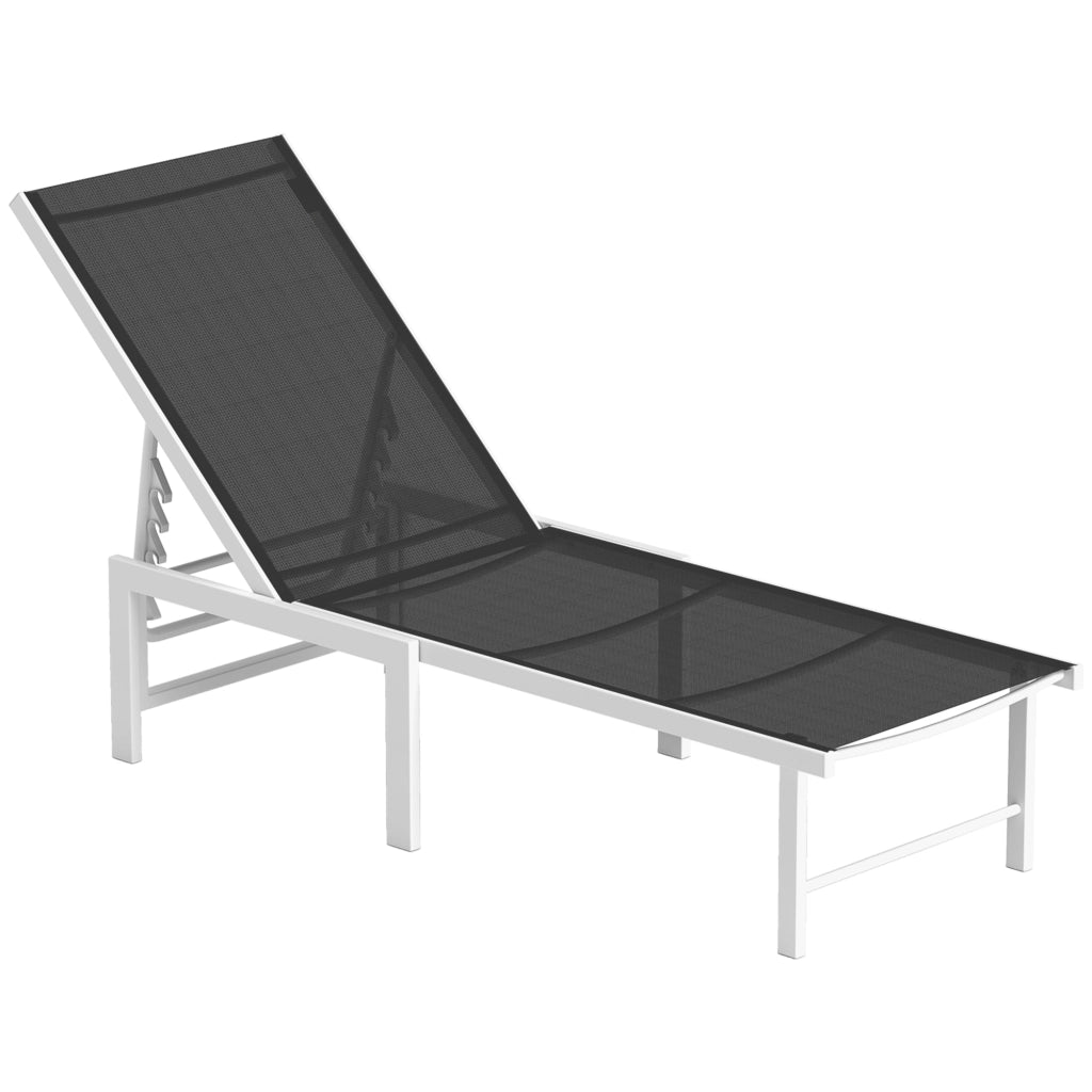 Lettino sdraio regolabile ¨C zephmum ¨C acciaio e textilene, bianco e grigio, 60x166x84 cm