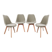 Set di 4 sedie scandinave in legno di faggio e velluto a coste ,