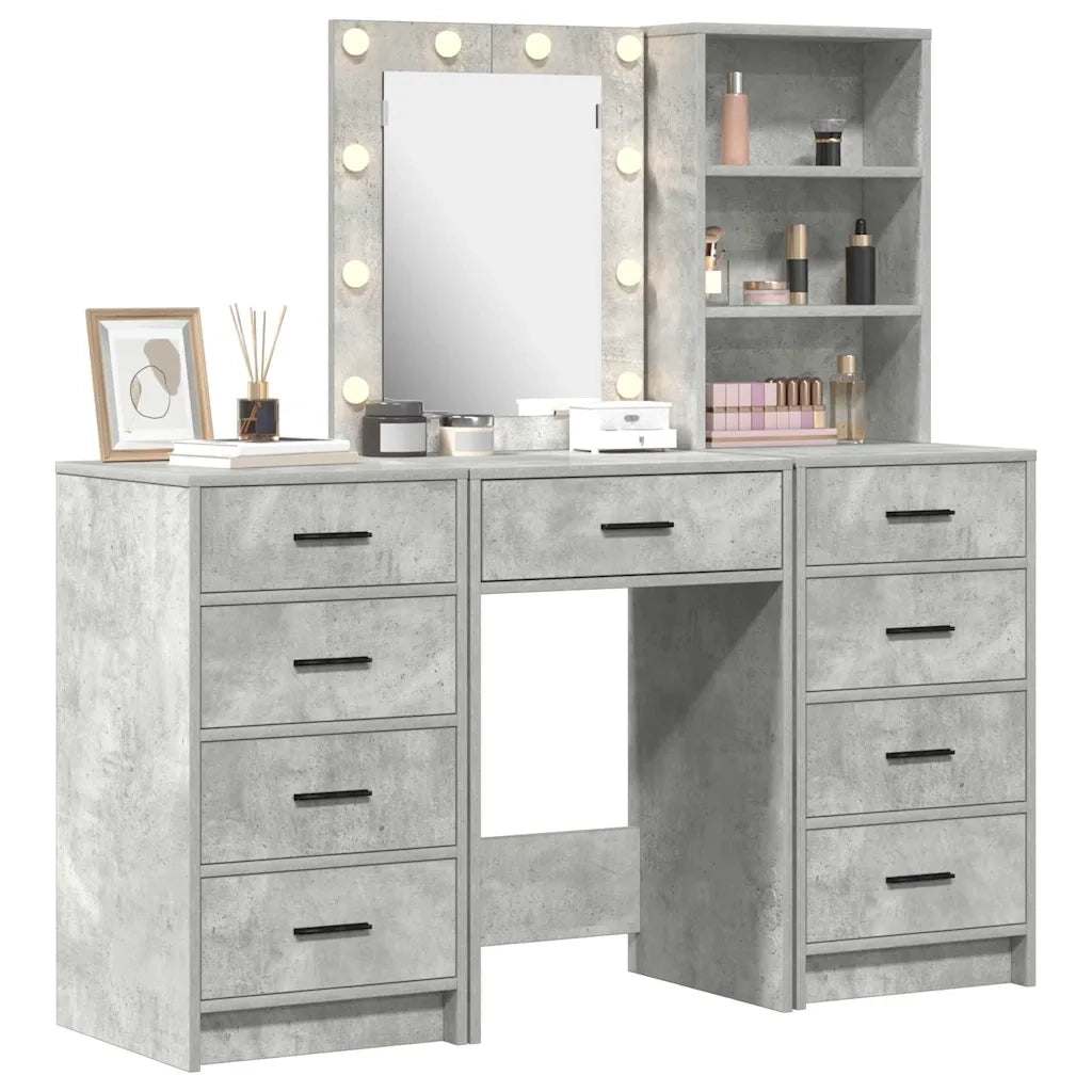 Tavolo da Trucco con cassetto 3 pcs Grigio Legno multistrato 3334221