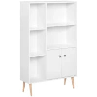 Mobiletto Libreria con Piedini in Legno di Pino Bianco 80x23.5x123cm