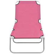 Lettino Prendisole Pieghevole in Acciaio e Tessuto Rosa 310330