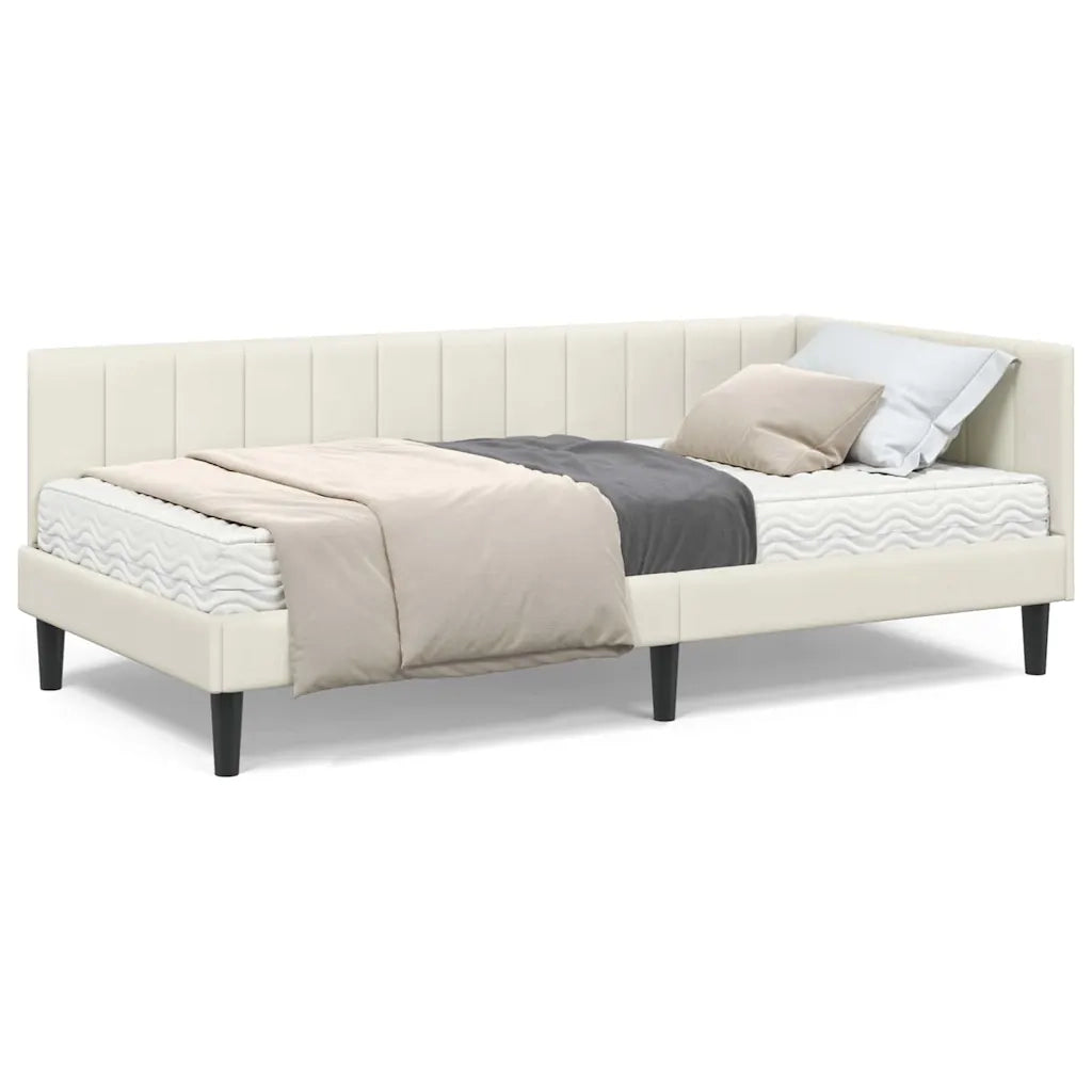 vidaXL Cornice del letto ad angolo Crema 90 x 190 cm Velluto