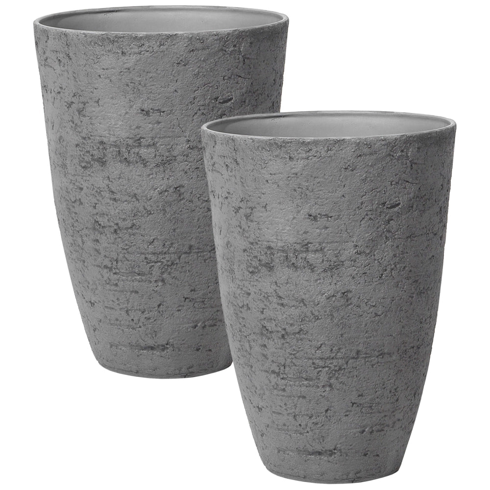 Set di 2 vasi tondi polvere di pietre per interno ed esterno grigio soggiorno balcone giardino
