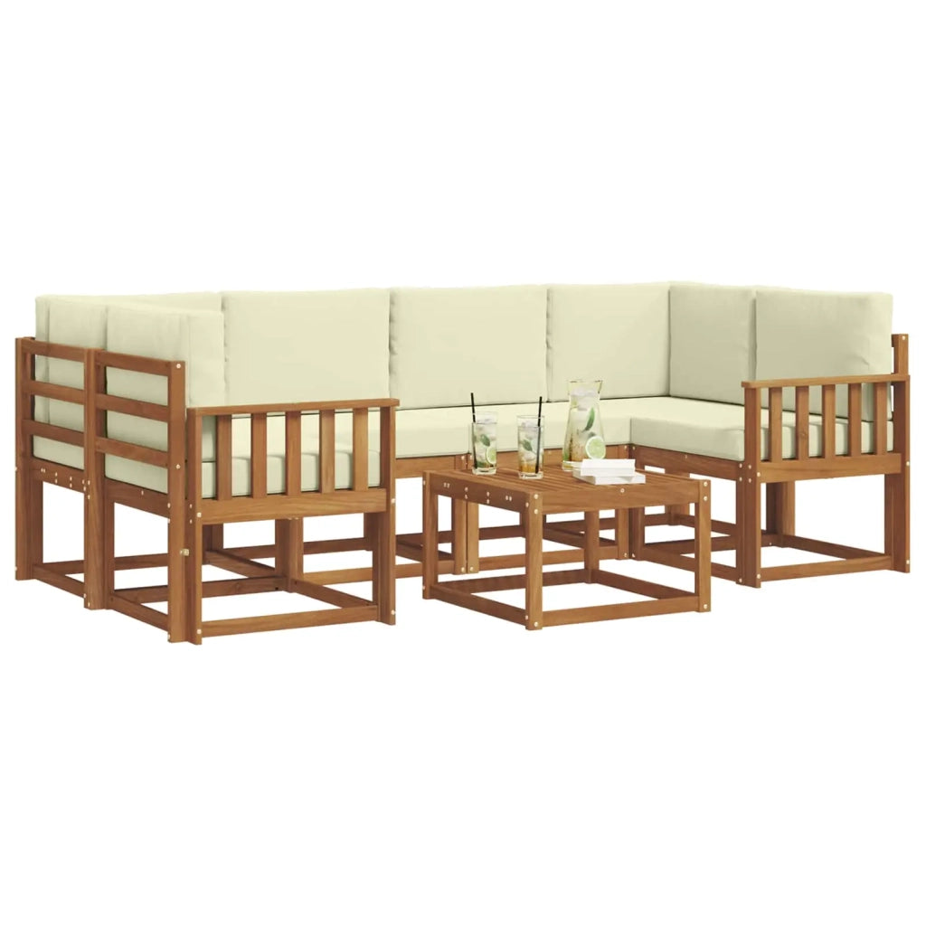 Set di divani da esterno con cuscino 7 pcs Naturale e Crema 3366073
