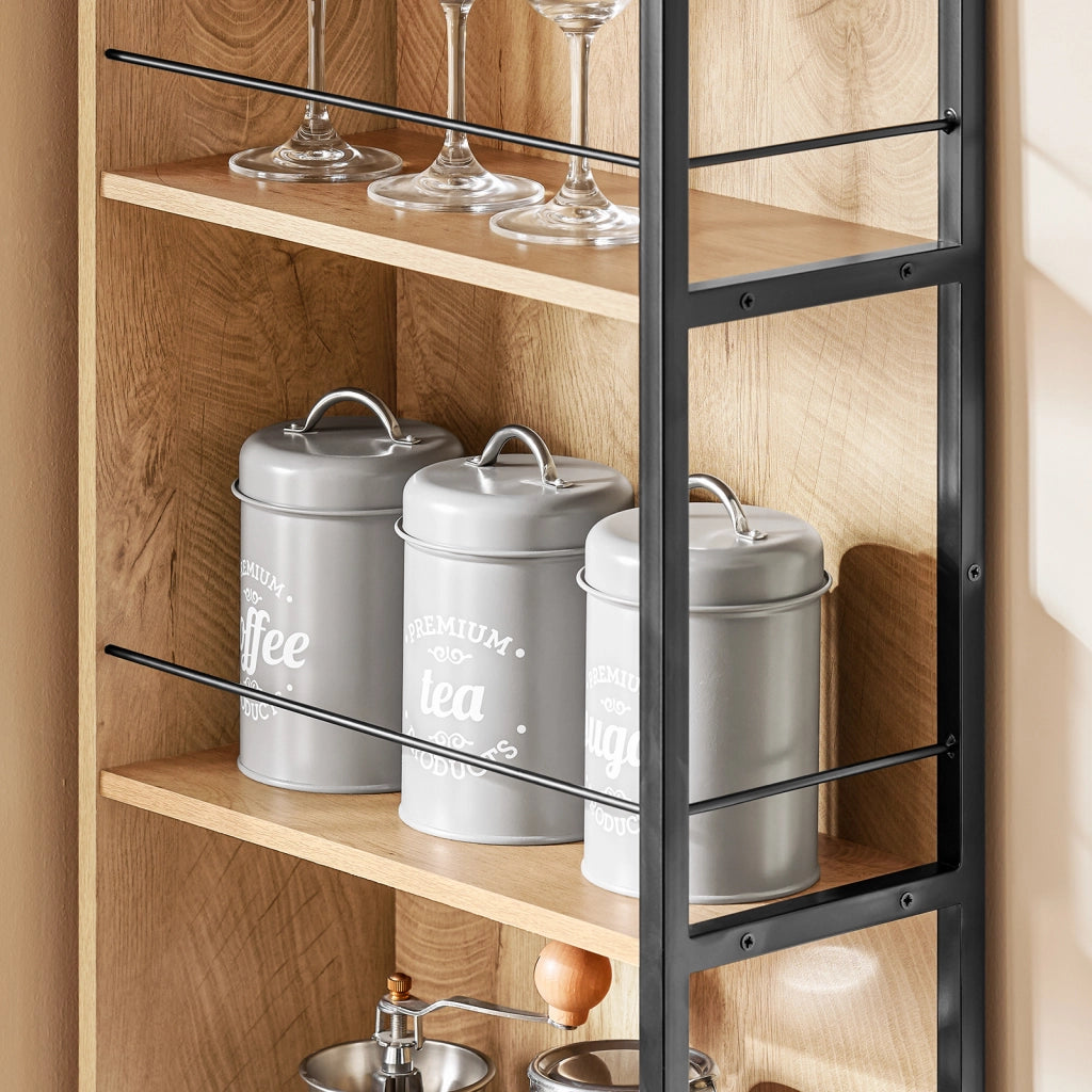 SoBuy Carrello Salvaspazio con Cassetti e Ruote, Mobiletto Multiuso per Cucina, Bagno e Lavanderia Naturale 20x40x170 cm NSR13-N