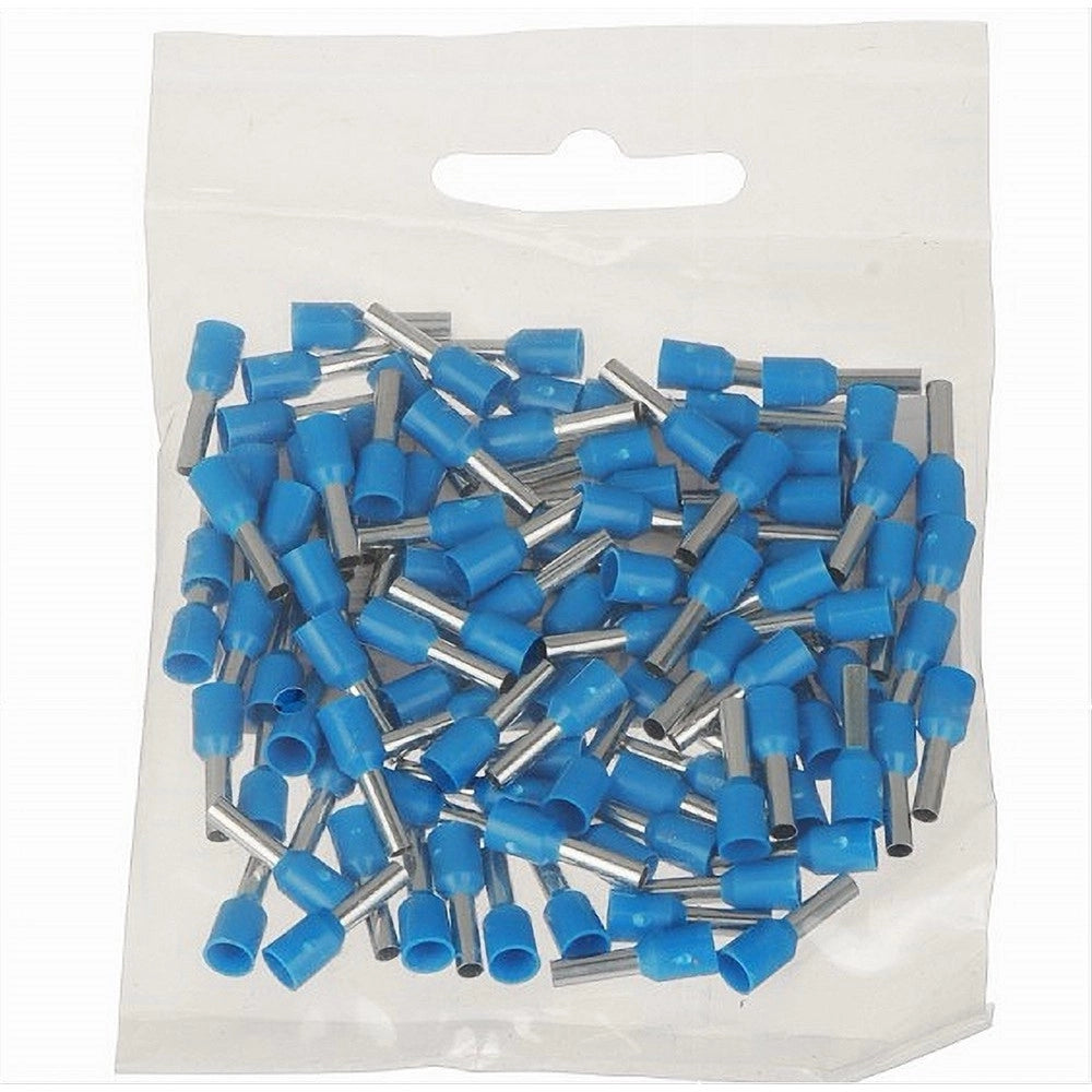 Trade Shop - Confezione 100 Pz Tubetto Capicorda Isolato Per Cavi 16mm² Terminale 12mm E16-12 - Blu