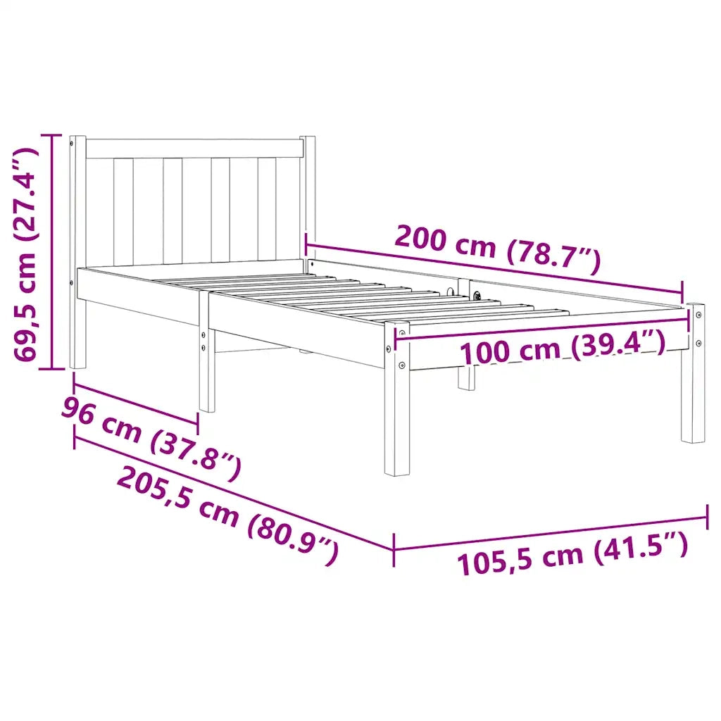 Giroletto senza Materasso Marrone Cera 100x200 cm Legno di Pino 844807