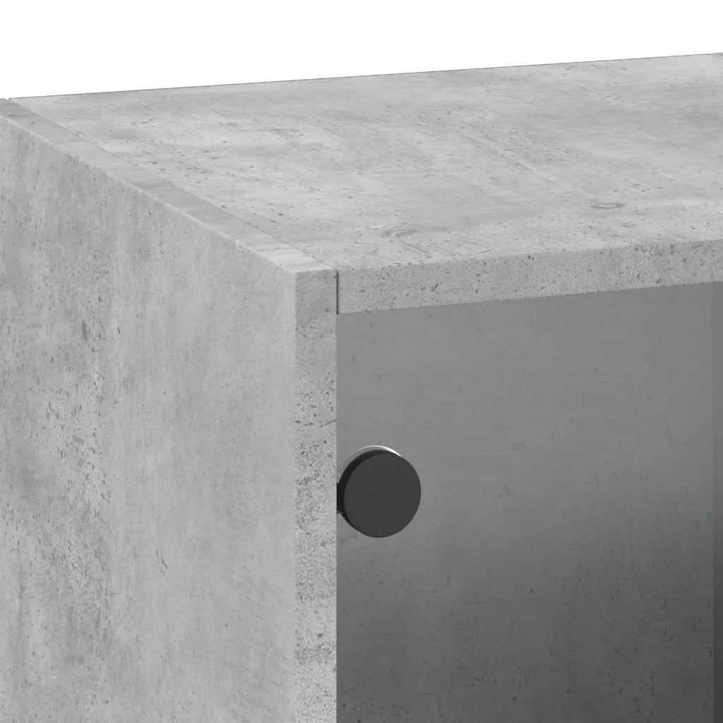 Armadietto a Muro | Mobile a Muro con Ante in Vetro Grigio Cemento 35x37x100 cm