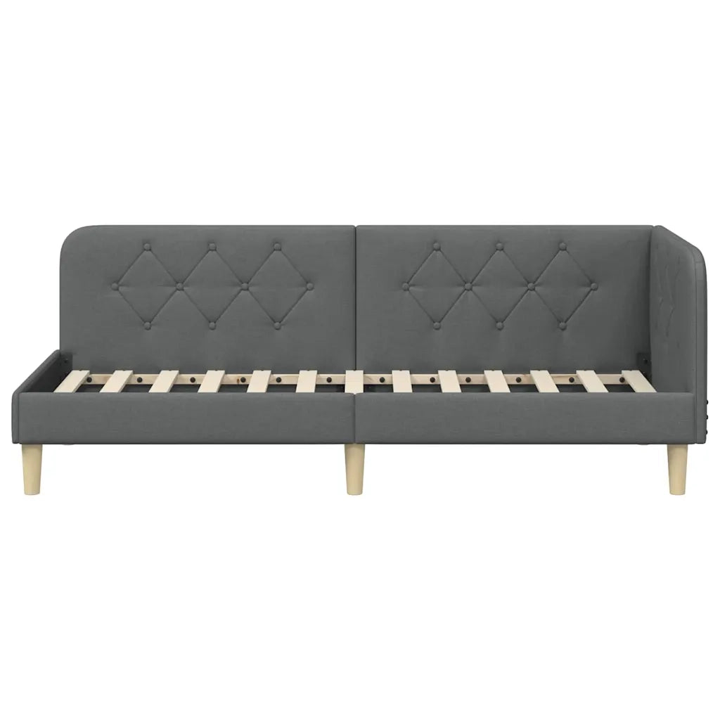 Cornice del letto ad angolo Grigio scuro 80 x 200 cm Tessuto