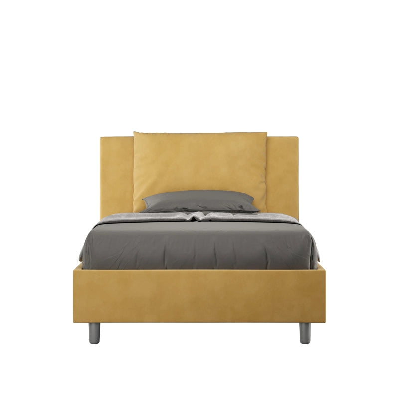 Letto imbottito Piazza e mezzo 110x210 cm Antea - Contenitore,Microfibra,Ocra