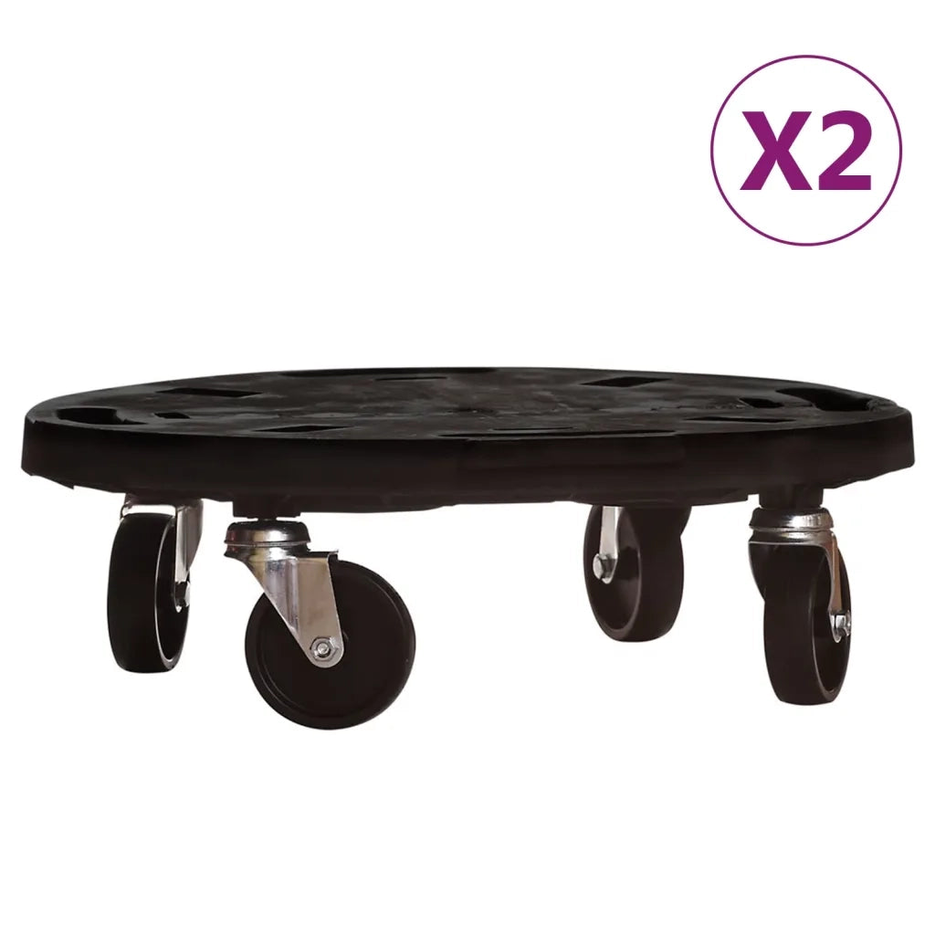 Carrelli per Piante con Ruote 2 pz Diametro 40 cm Neri 275 kg 3143918