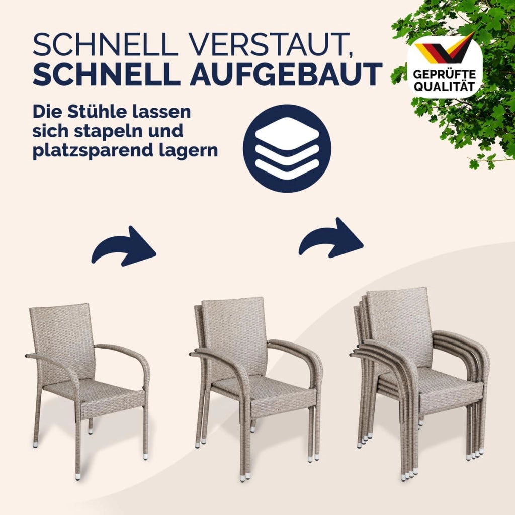 ® Set 4 Sedie da Giardino in Polyrattan Impilabili Regolabili con Portata di 160 kg per Balcone Terrazza Sedia Esterno Sedia da Tavolo