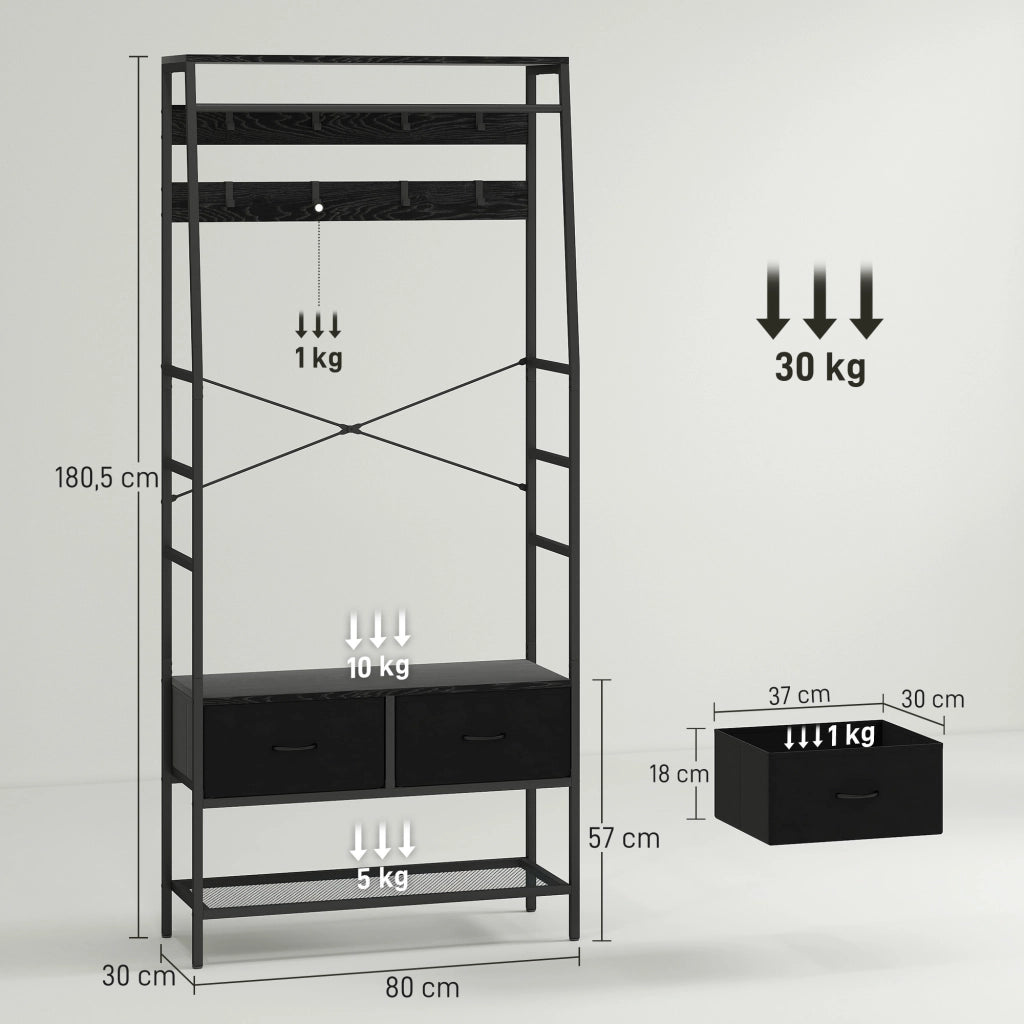 Armadio a stecche con cassetti e scaffale ¨C Zephmum ¨C Nero 80x30x180,5 cm