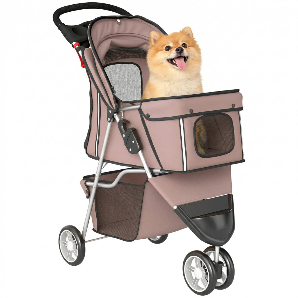 Carrello Pieghevole per Cani con Cestino ¨C zephmum ¨C 77x44x102cm Marrone
