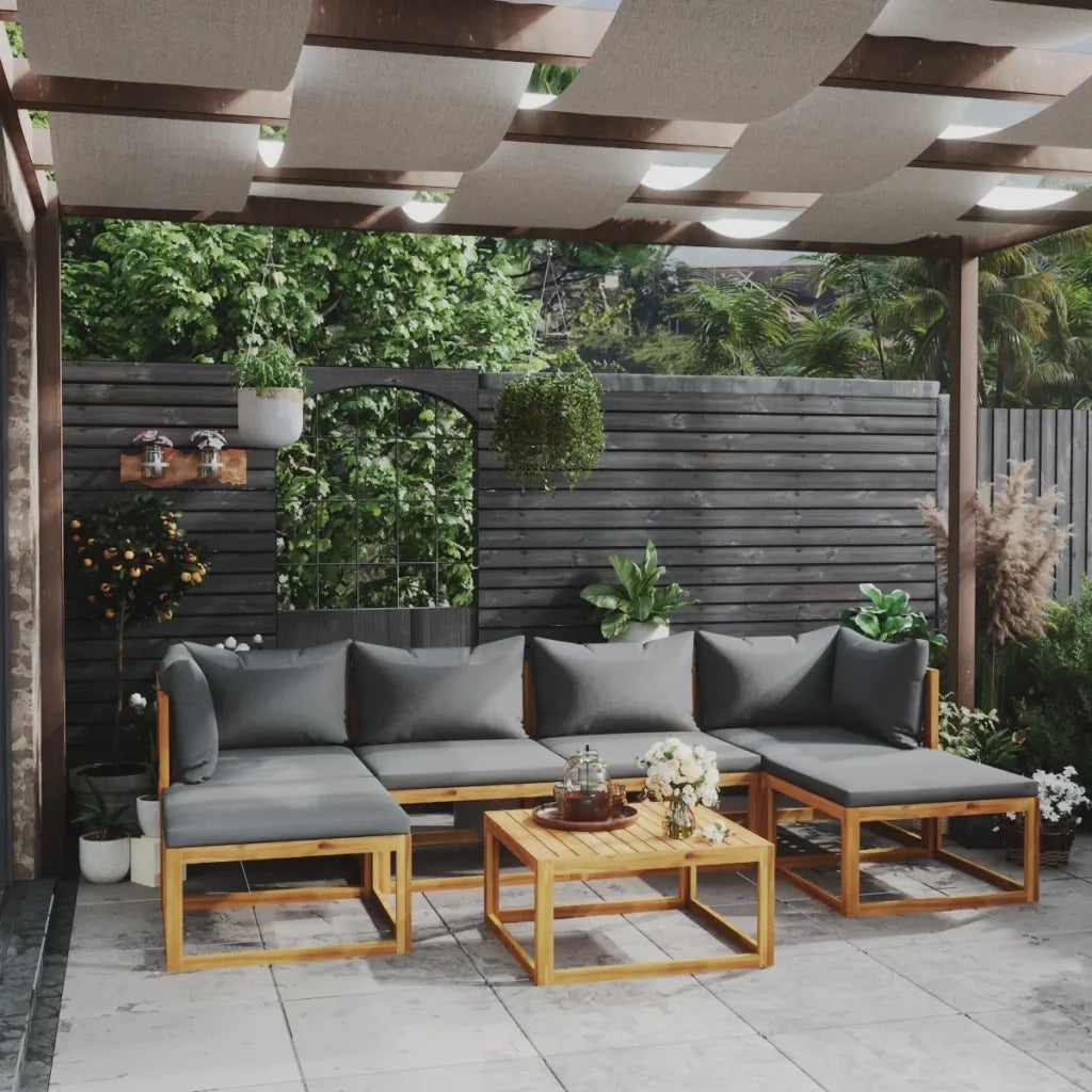 Set Divani da Giardino 7 pz con Cuscini in Massello di Acacia cod mxl 37820