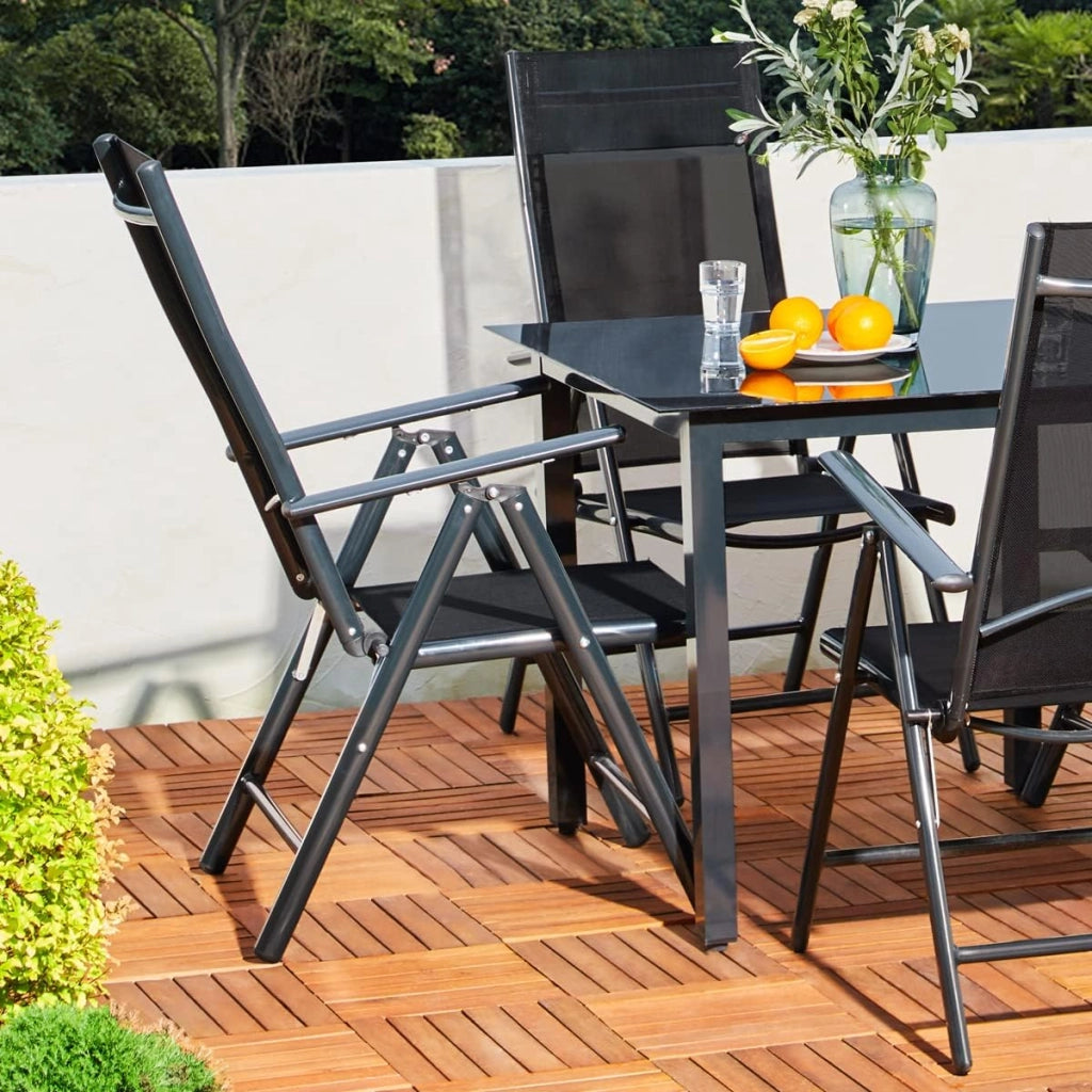 ® Set 2 Sedie Pieghevoli Giardino Alluminio Schienale Alto Regolabile 8 Posizioni Salvaspazio Mobili da Esterno Balcone