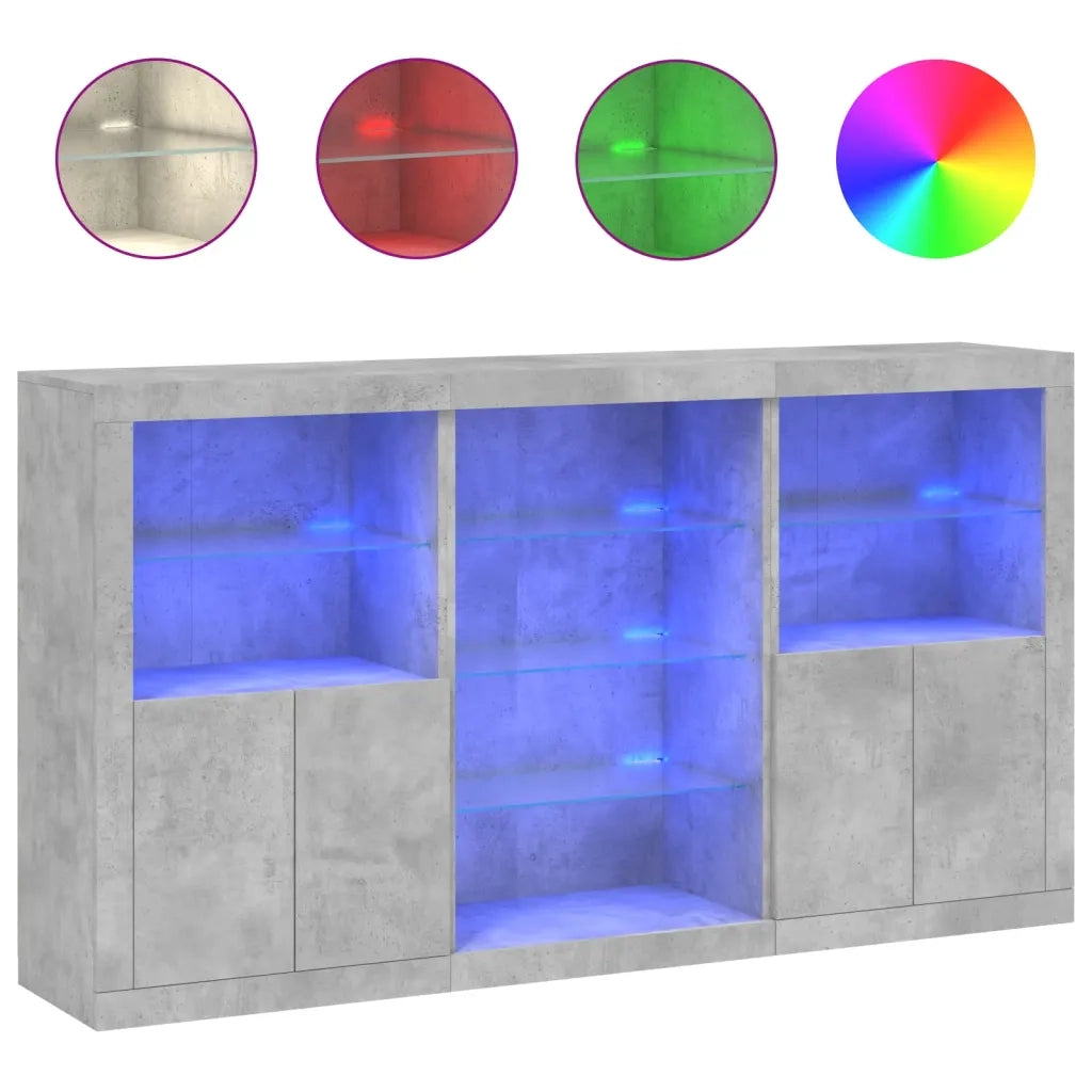 Credenza con Luci LED Grigio Cemento 181,5x37x100 cmcod mxl 109865