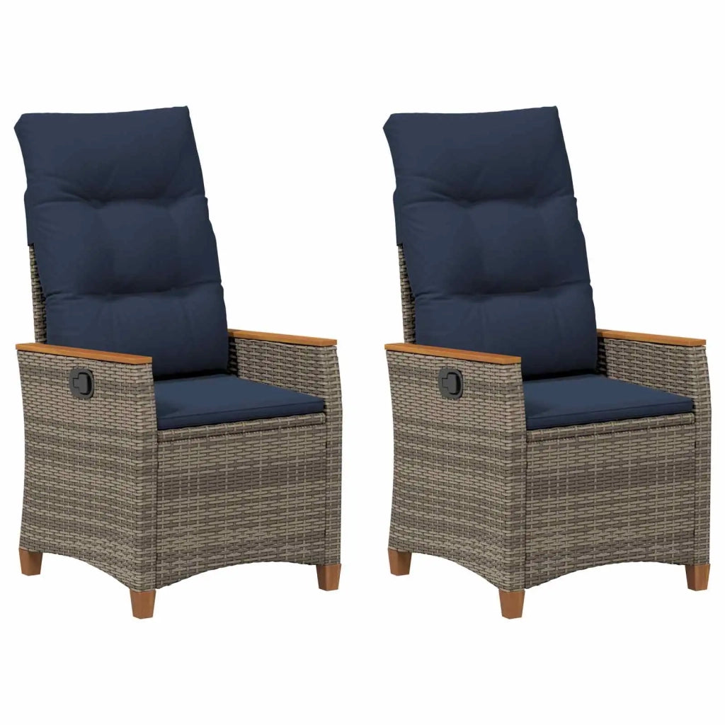 Sedia da giardino reclinabile 2 pcs Grigio e Blu Navy