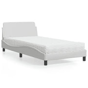 Letto con Materasso-Struttura Letto con Materasso Dover Bianco 100x200 cm in Similpelle