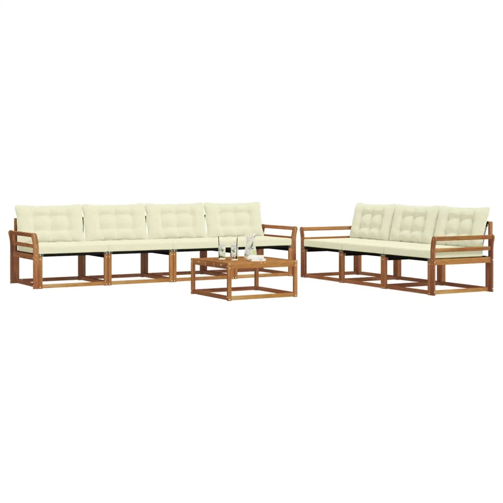 Set di divani da esterno con cuscino 8 pcs Naturale e Crema