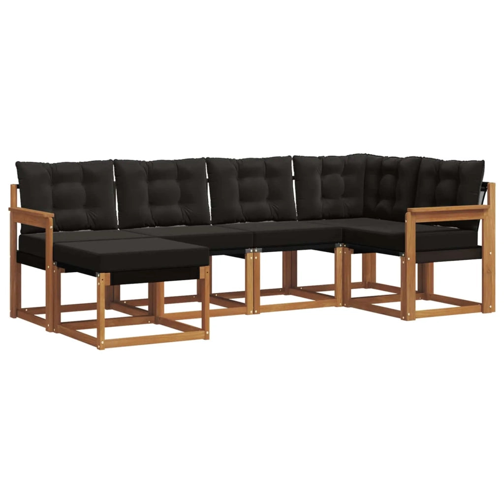 Set di divani da esterno con cuscino 6 pcs Naturale e Nero 3368827