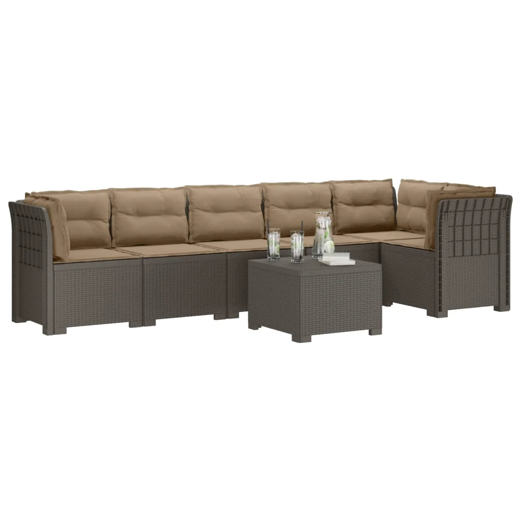 Divano da Giardino 6 Posti con Cuscini Aspetto Rattan PP 3444136