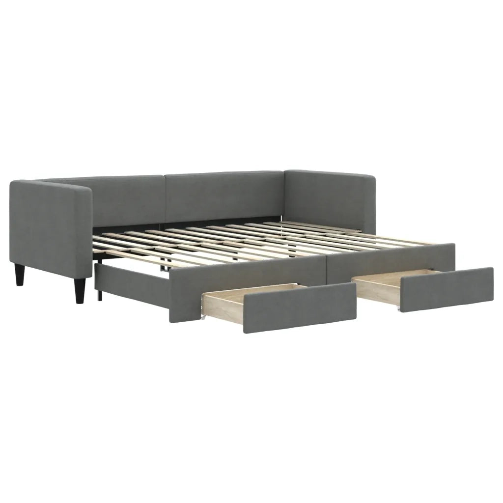 Divano letto | Sof¨¤ letto | Letto singolo Estraibile Cassetti Grigio Scuro 80x200cm Tessuto