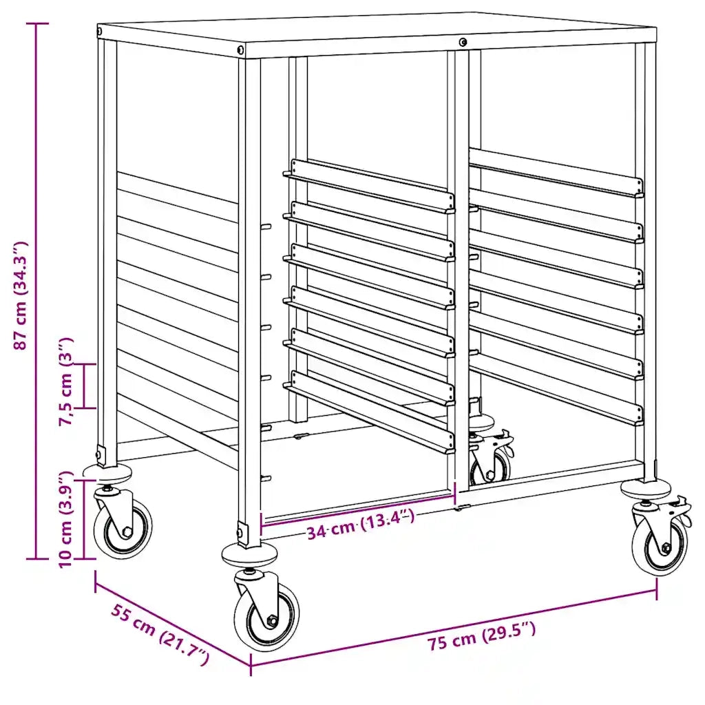 Carrello Portateglie con 12 GN Contenitori 75x55x87 cm 4108074